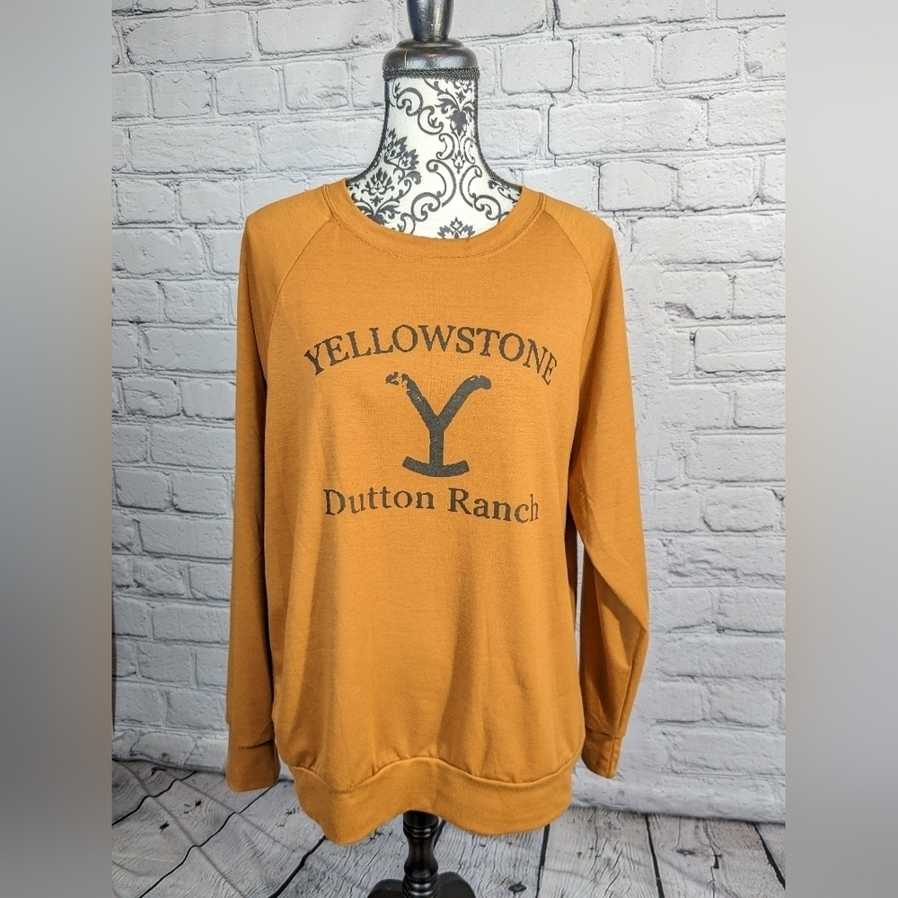 Yellowstone women's long sleeve stretch knit popover size xl sweatshirt top BBIN - Picture 1 of 7